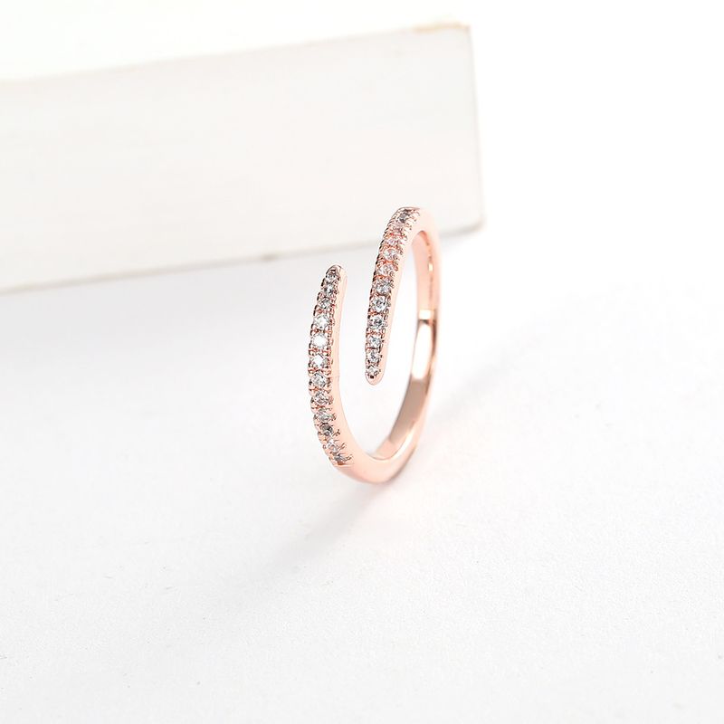 Anello alla moda unisex con coda e nocca, intarsiato con zircone pieno di diamanti, anello aperto con micro-intarsi di diamanti a fila singola_voghion.com