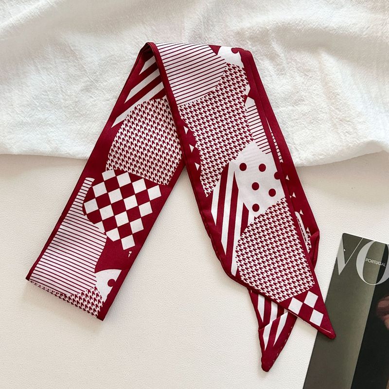 Sommer neuer rot gestreifter französischer minimalistischer dünner langer schmaler Haargummiband-Multifunktionshalsschal_voghion.com