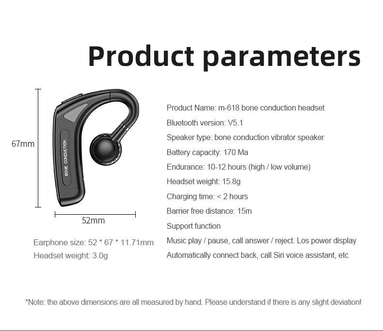 Neu Bluetooth-Headset Knochenleitung Ohrbügel Nicht-In-Ear Business Sports Stereo Headset_voghion.com
