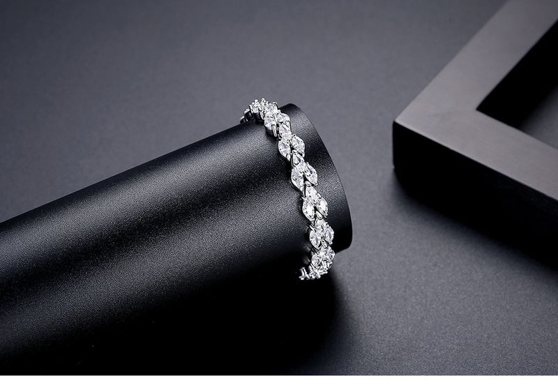 Women's Jewelry Elegant Marquise Zircon Bracelet, Copper Electroplated With 3A Zircon Stones, Geometric Design Fashion Accessory_voghion.com