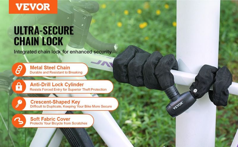VEVOR Bike Chain Lock 5.91FT Heavy Duty Bike Lock Anti-Theft Bicycle Chain Lock 10mm Thicker Bicycle Lock Chain With 4 Keys For E-Bike, Motorcycle_voghion.com