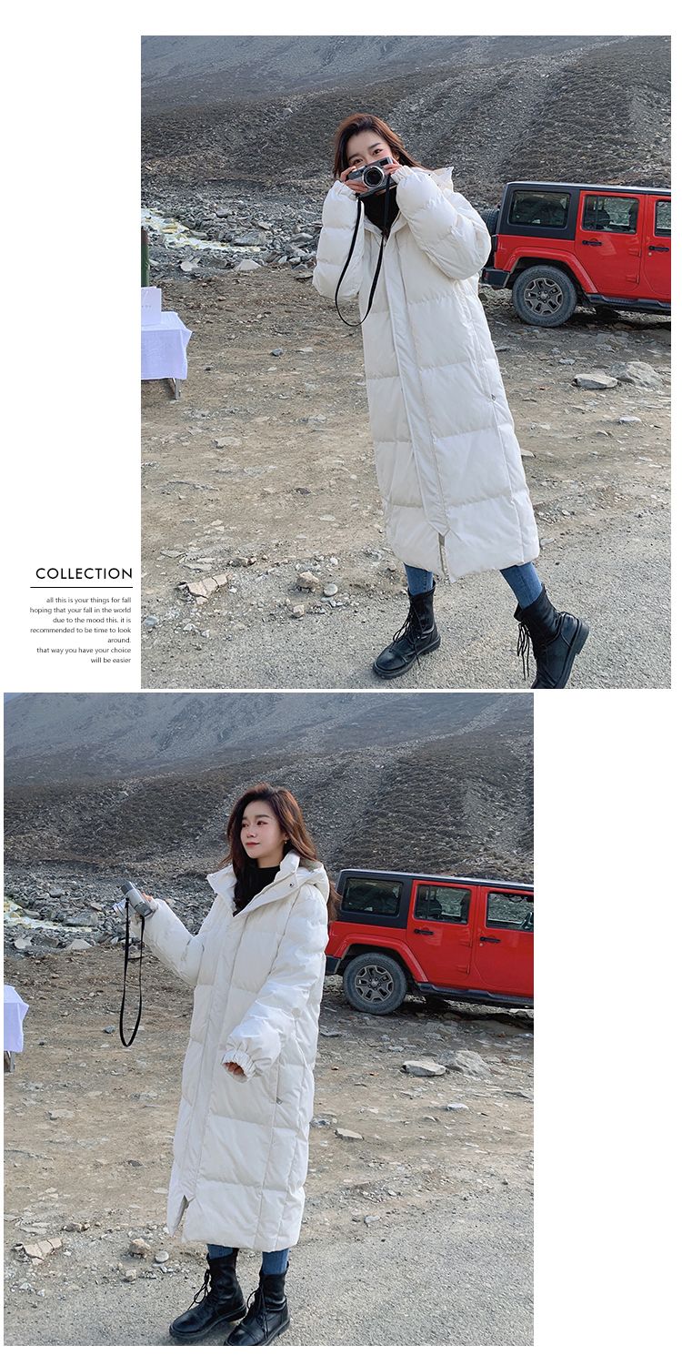 Langes Knie bis zum Knöchel für Damen im Winter 2021, neue, dicke Kapuzenjacke aus locker sitzender Baumwolle_voghion.com