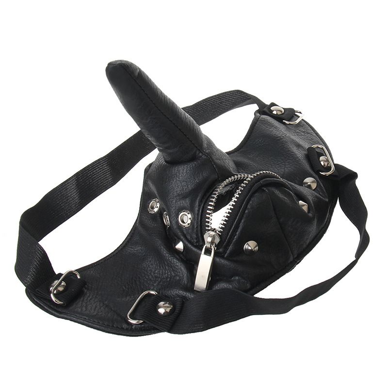 Unique Street Style With Zipper Nose Punk Cosplay Funny Face Head-Mounted Mouth Mask_voghion.com