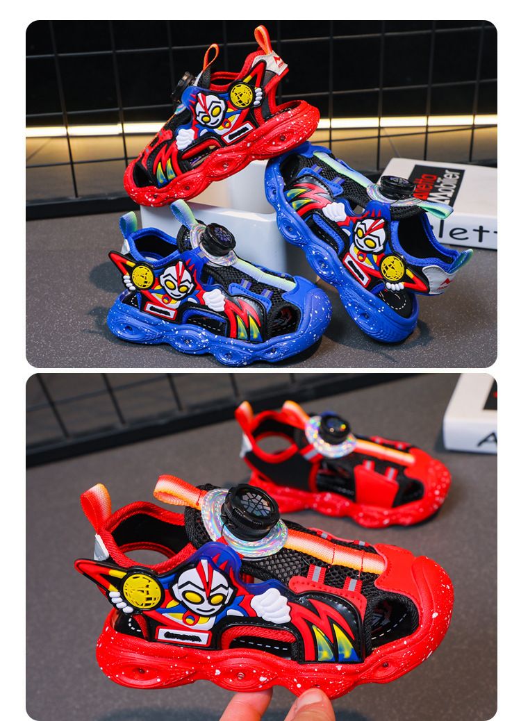 Kinder-Vorhautsandalen mit Lichtern, männliche 2024 Sommer neue Jungensandalen, kleine und mittlere Kinder Mesh_voghion.com