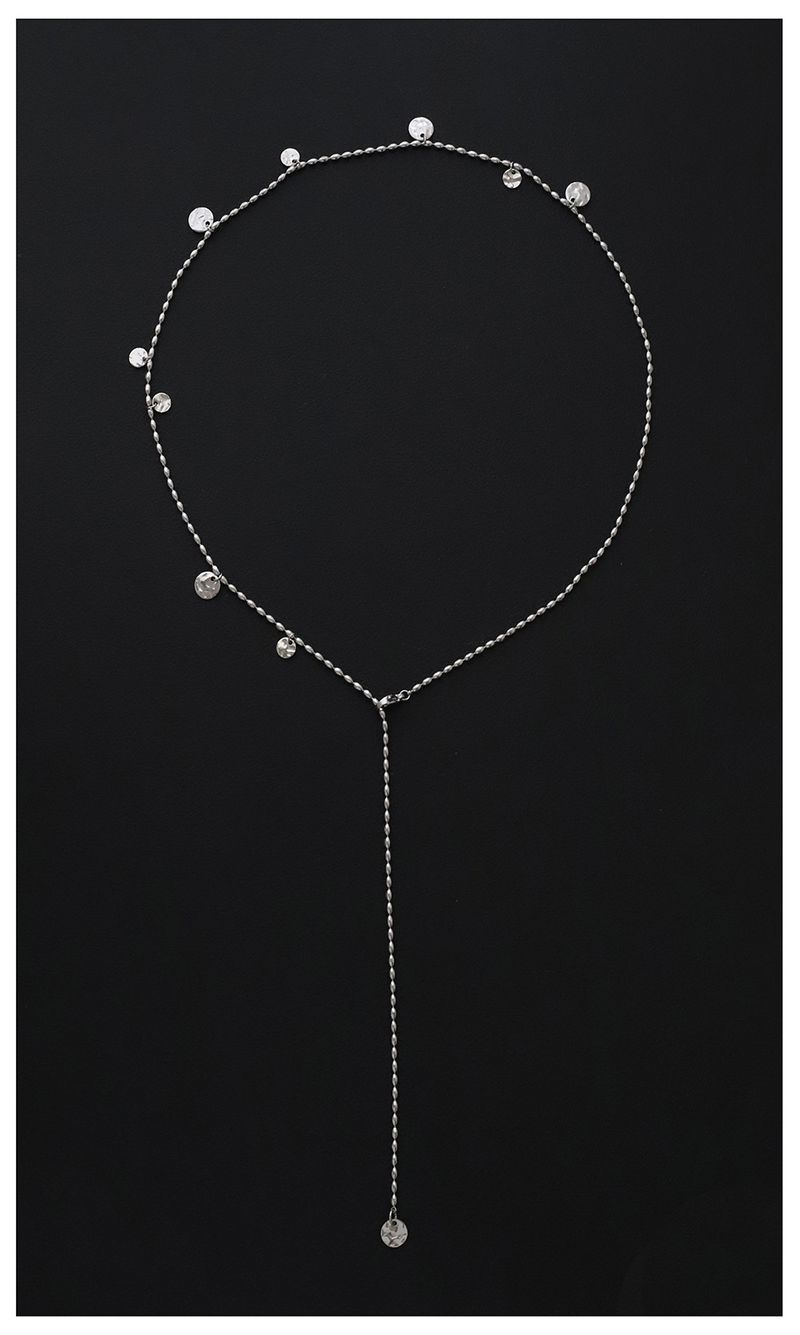 Women's Jewelry Medieval Wishing Pool Gold Coin Glitter Beads Sweater Chain Autumn And Winter Necklace Titanium Steel Silver Whale Rain_voghion.com