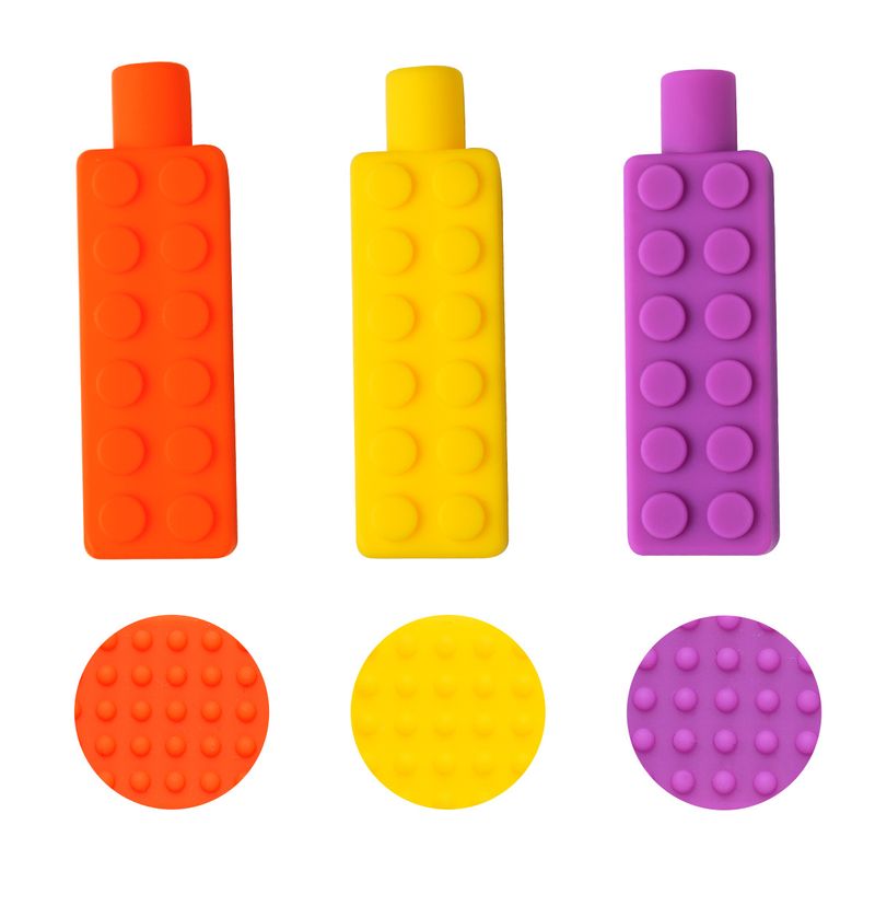 Mor och barn Baby Silikon Byggstenar Bitring Spädbarn Oral Period Molar Stick Autistic Barn Penna Cap Bite_voghion.com