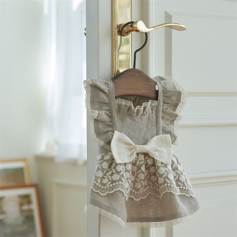 2025 Pet Cat Clothes Zomer katoenen kanten jurk Maltese kleine hondenoutfit_voghion.com