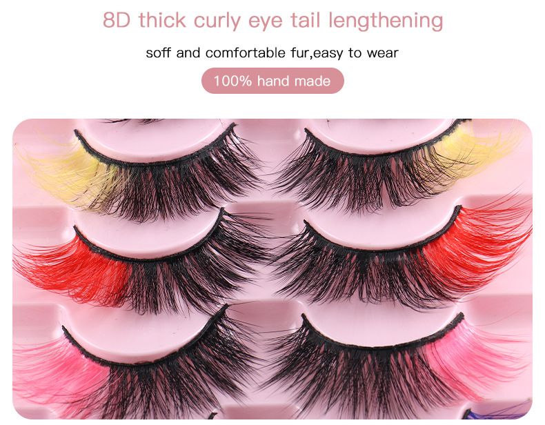 Lash extension set 8 Pairs of Colored false eyelashes 8D Curling natural Eyelashes Stage makeup Show false eyelashes_voghion.com