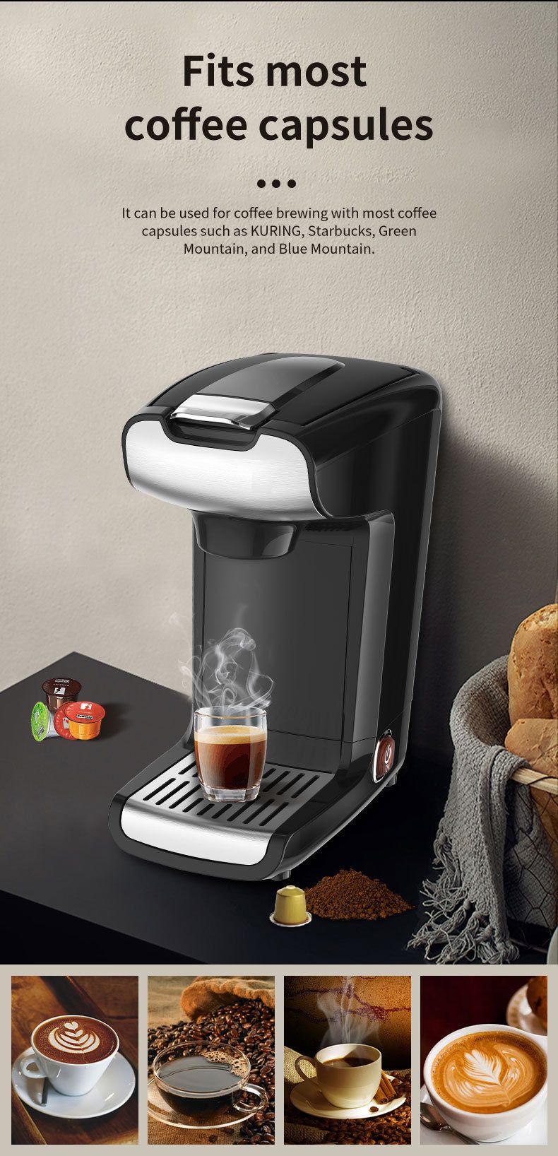 300ML Household Single Cup Capsule Electric Small Machine Espresso Drip Coffee_voghion.com
