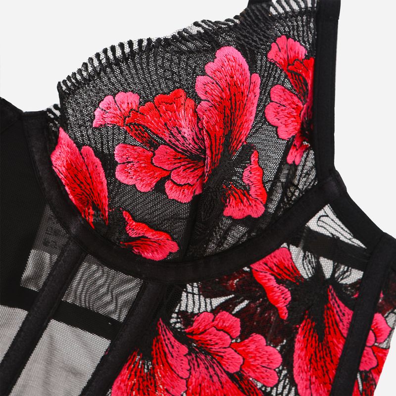 Women's Intimates Fishbone Ins Gather Small Chest To Show Big Anti Drooping High Quality Embroidered Eyelash Underwear 2 Piece Set_voghion.com