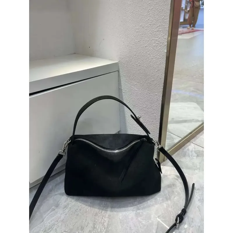 High Quality Designer Bags Fashion Autumn Winter Big Boston Tote Soft Matte Suede Cow Leather Women's Handbag Shoulder_voghion.com
