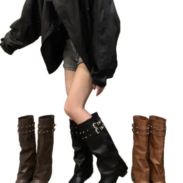 Stivaletti con fibbia da cintura Spicy Girl in stile americano da donna, 2025, nuovi stivali western corti dal design di nicchia_voghion.com