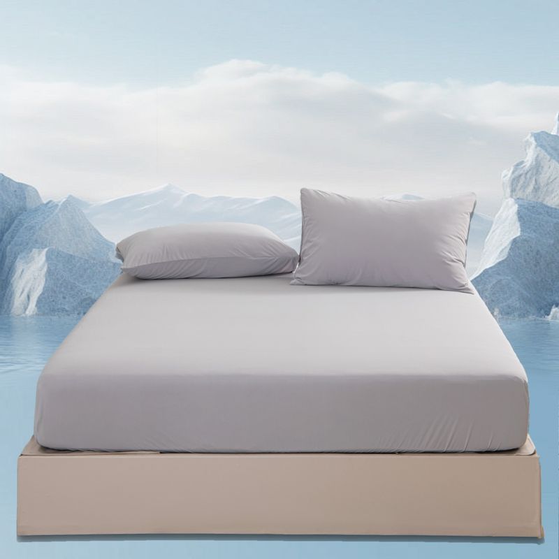 Summer New High Weight Solid Color Cool Silky Mattress Cover Pillowcase Set_voghion.com