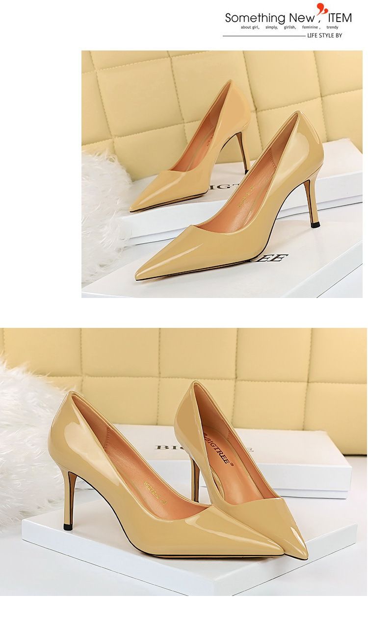 BIGTREE Shoes Glossy Patent Leather Women's Pumps Professional OL High Heels Stiletto Ladies Shoes Plus Size 43 All-match Heels_voghion.com