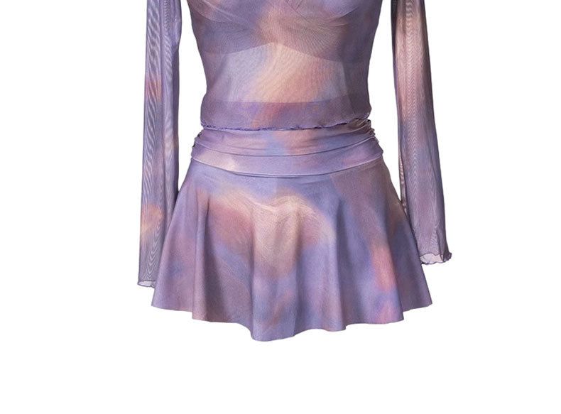 Maillot de bain trois pièces pour femme, ensemble bikini sexy en maille violette, vêtements de vacances aux sources chaudes, nouvelle collection 2025_voghion.com