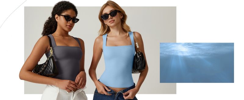 Canotta da donna, stile hot girl, canotta alla moda, stile autunnale, con colletto quadrato, in seta di latte_voghion.com