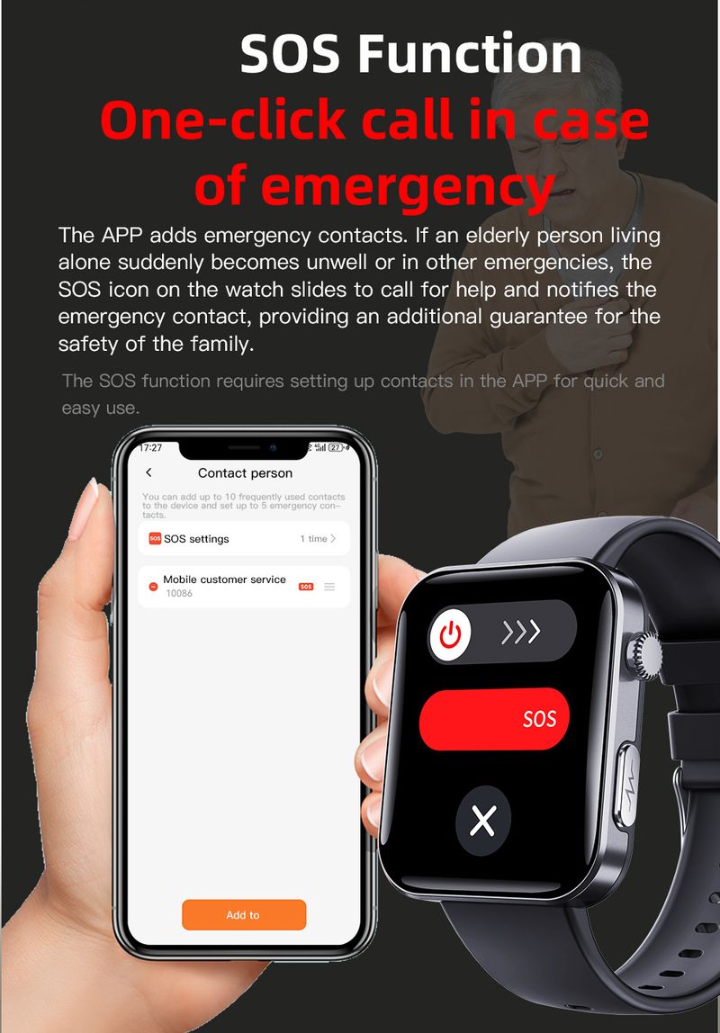 Smart Watches F300 Smart Watch SOS Heart Rate Blood Oxygen ECG Monitoring_voghion.com