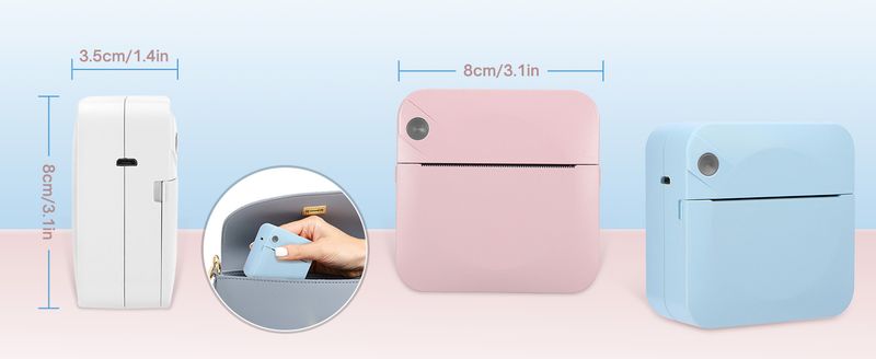 Pocket Mini Printer Draagbare Draadloze BT Thermische Foto voor iOS Android Mobiele Telefoon, Inktloos Afdrukken Cadeau Studie Notities Label Ontvangstbewijs_voghion.com