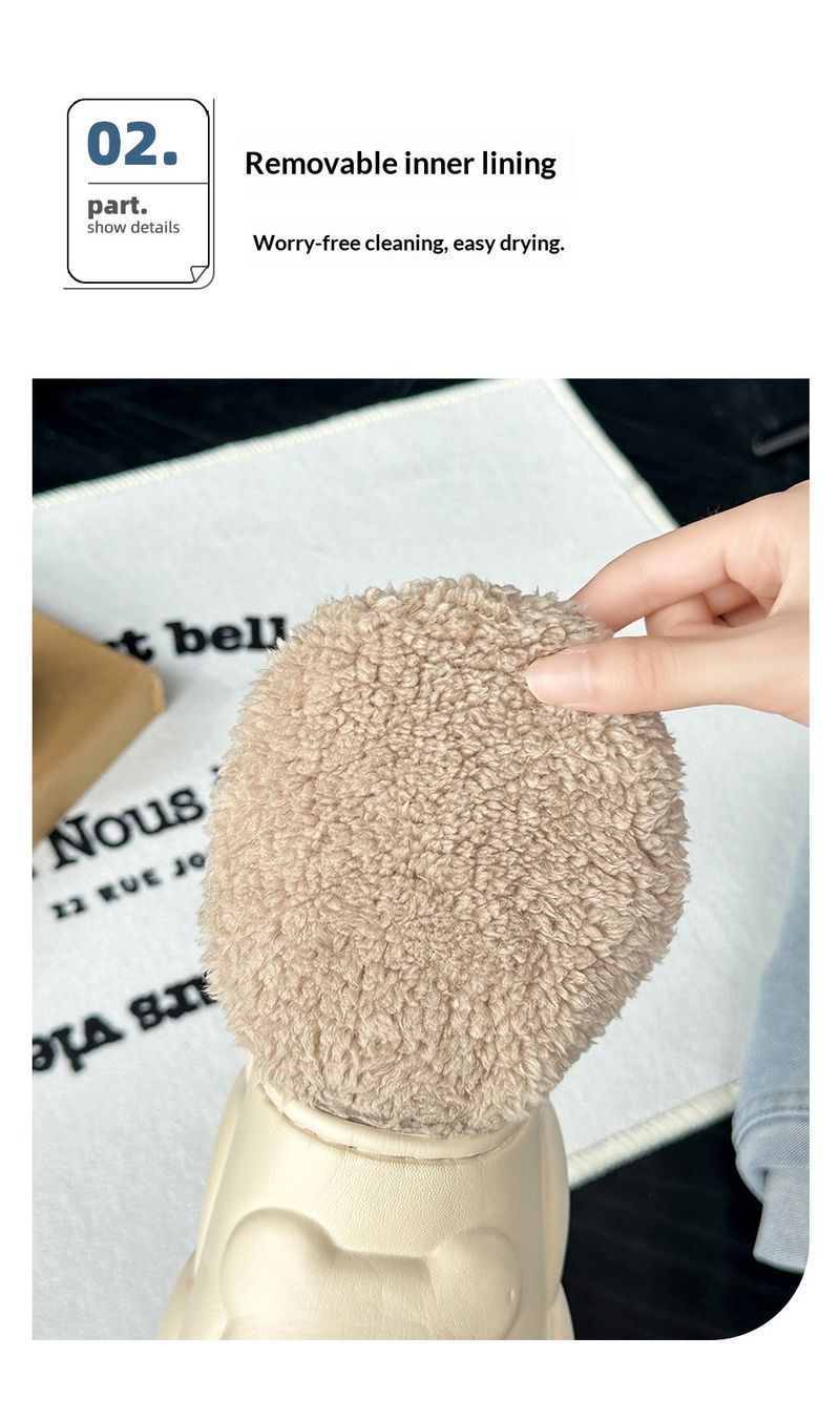 Glide Home Wasserdichte Hausschuhe für Damen, Winter, neu, fleecegefüttert, warm, rutschfest, für drinnen und draußen, dicke Sohle, Baumwolle_voghion.com