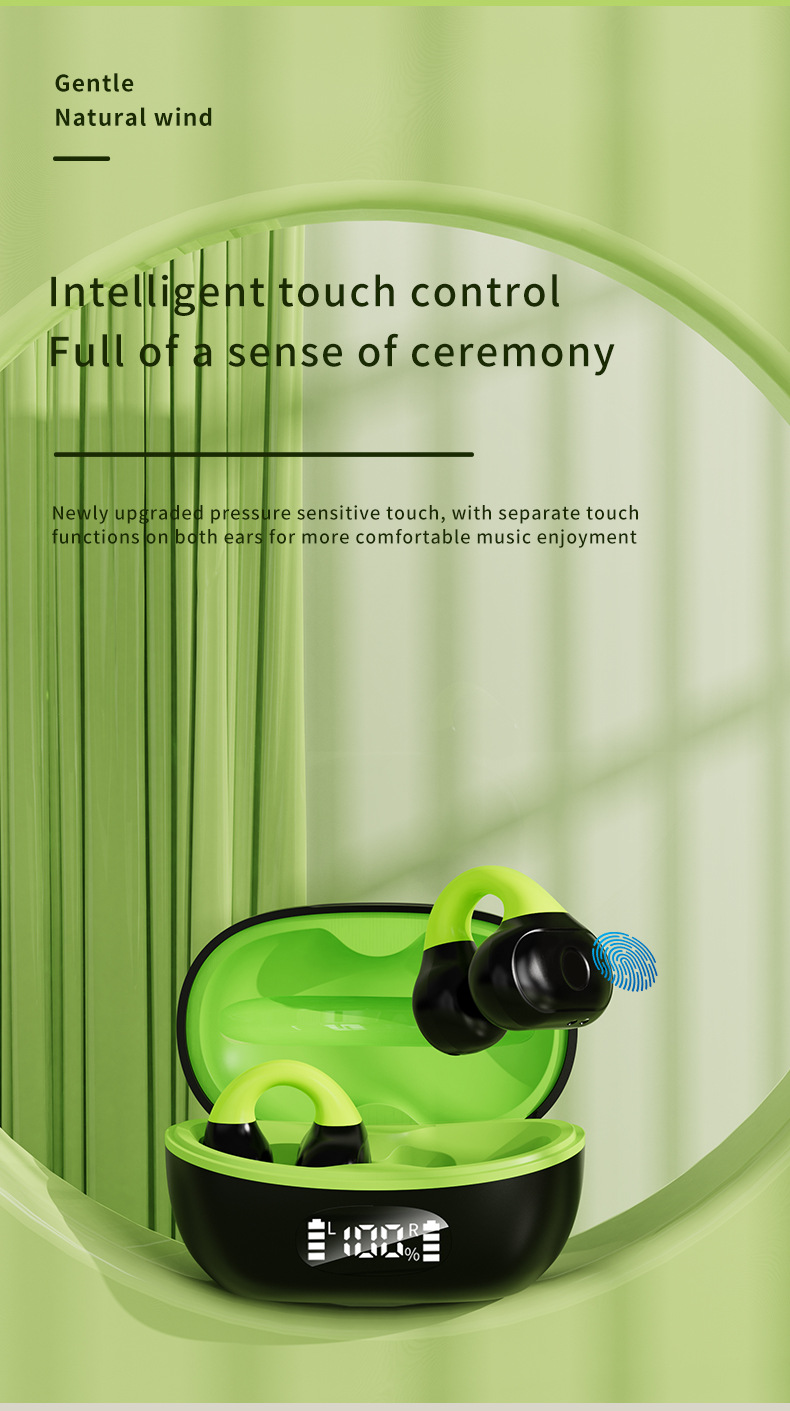 AX10 Bluetooth Headset New Wireless Sports Ear Clip Style Non-in-ear Dual-ear with Digital Display Business Headset_voghion.com