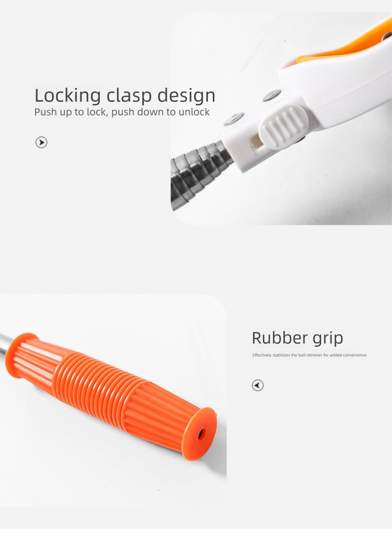 Golf Retriever Teleskopowy zbierak piłek ze stali nierdzewnej z podwójnym pierścieniem i chowaną głowicą_voghion.com