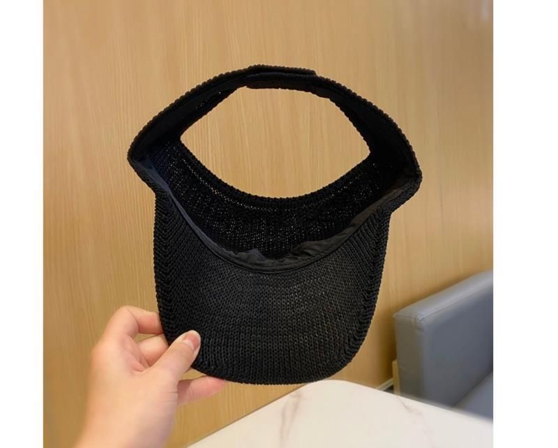 Cappello da donna con perle e strass, cappello a cilindro vuoto, versatile, traspirante, lavorato a maglia, visiera, berretto senza maniche_voghion.com