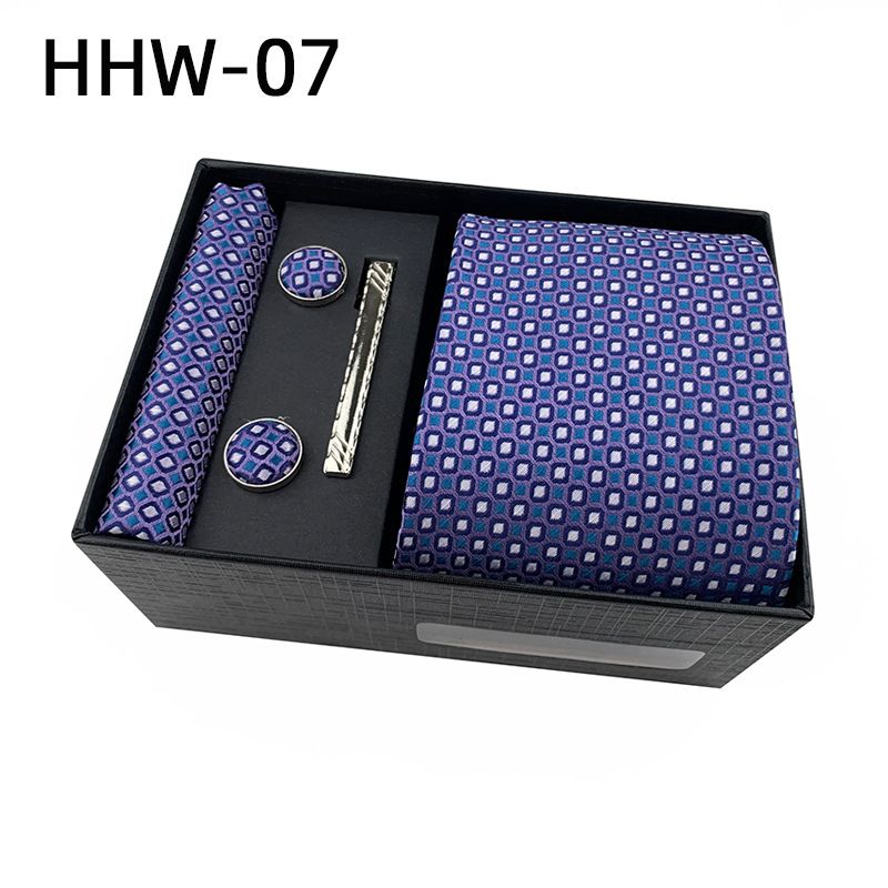2025 Paisley Men's Square Handkerchief Cufflinks Clip Set Business Casual Tie Black Gift Box_voghion.com