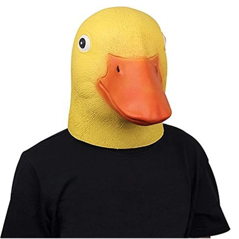 Halloween Deluxe Mask Duck Head Mask Latex Animal Mask Novelty Duck Costume Bill_voghion.com