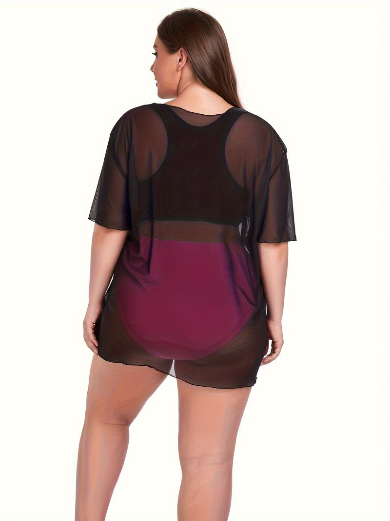 New Three-piece Swimsuit Women's Plus Size High-waisted Bikini Swimsuit Smock Set_voghion.com