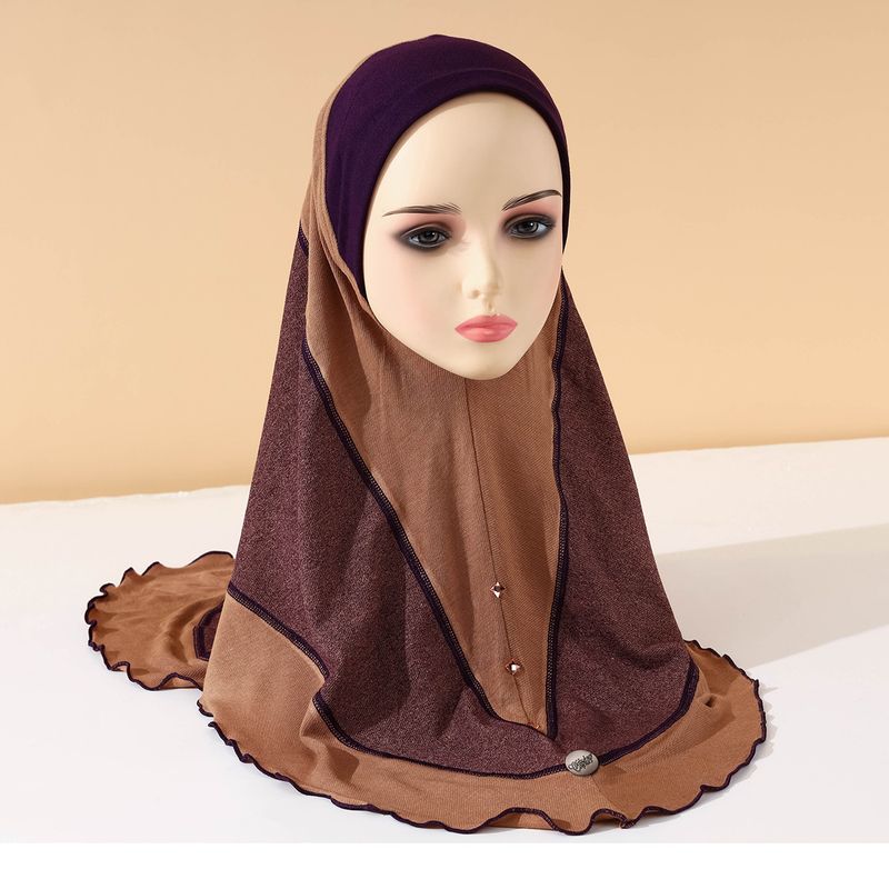 Women's Hijab summer new headscarf denim contrast color stitching style pullover headscarf ladies headscarf_voghion.com