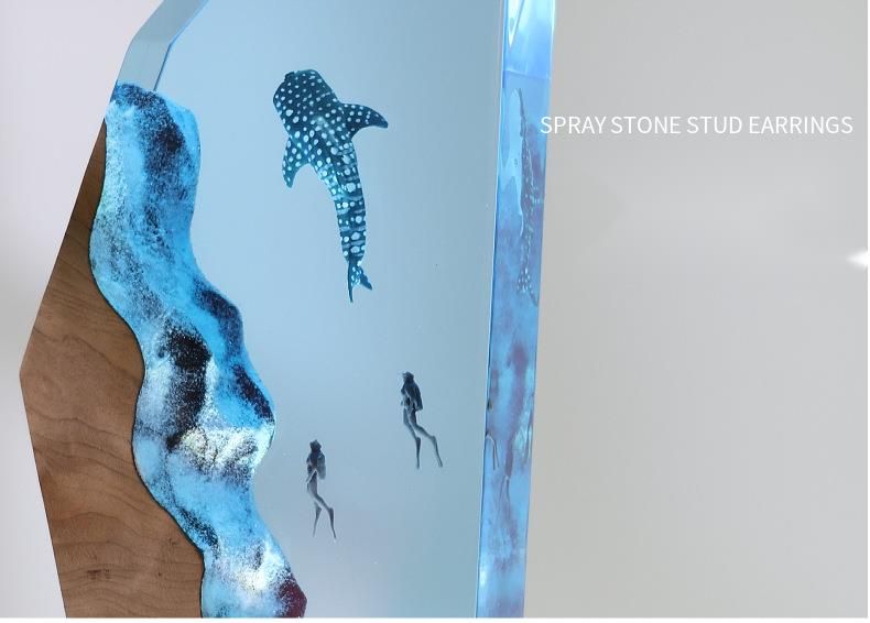 Piccola decorazione in resina per oceano, luce notturna per sub, lampada in legno per esplorazione delle profondità marine, regalo di Natale_voghion.com