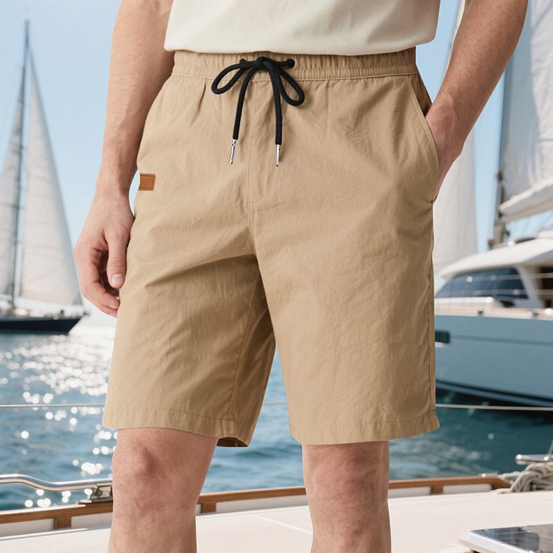 Pantalones de playa para hombre, de verano, informales, ligeros y lujosos, de cinco puntos, con cordón cruzado, talla grande_voghion.com