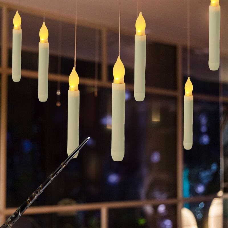 Magic Wand Remote Control – 12/20 Pack LED Flickering Candles With Hooks & Fishing Line For Halloween/Christmas Decor (Plastic, 2-Button)_voghion.com