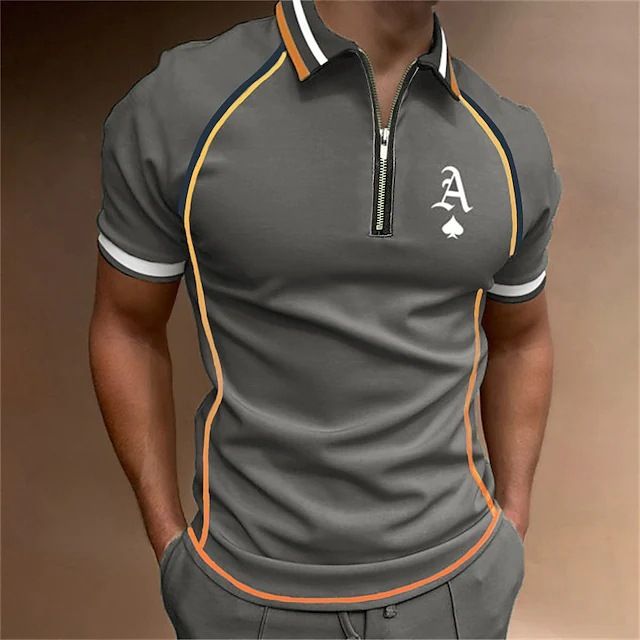 2024 Summer New Design Simple Casual Polo Shirt Zipper Men's Sports Style Top_voghion.com