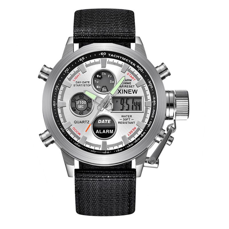 Men's Sport Watch With Analog-Digital Display, GMT Function, Date & Week Indicator, Luminous Hands, PU Leather Strap, Alloy Case_voghion.com