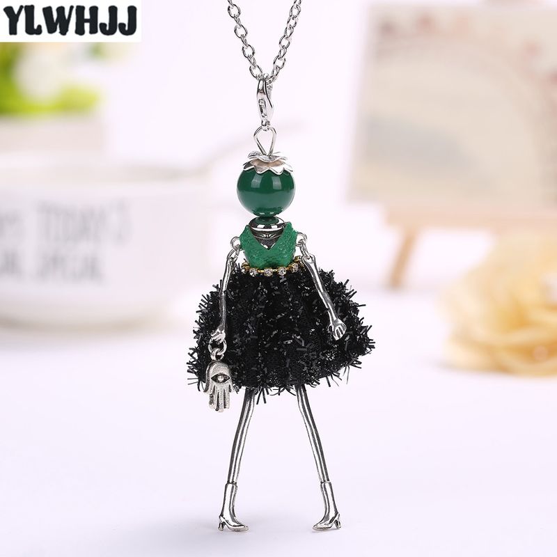 Pronta consegna YLWHJJ nuove collane lunghe nere carine per bambole da donna e pendenti per abiti caldi per bambine, maxi collana di marca, dichiarazione di moda_voghion.com