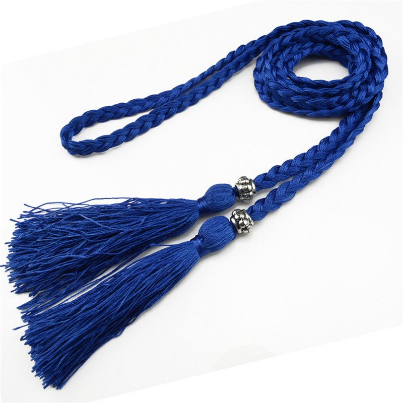 HOT Dunne Taille Touw Brei Riemen Etnische Stijl Mode Vrouwen Boho Effen Kleur Gevlochten Kwast Riem Voor Jurk Taillebanden_voghion.com