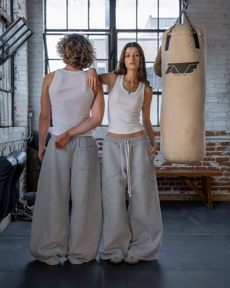 Pantalones deportivos con bordado transfronterizo, unisex, de pierna ancha, estilo hip hop, holgados e informales._voghion.com