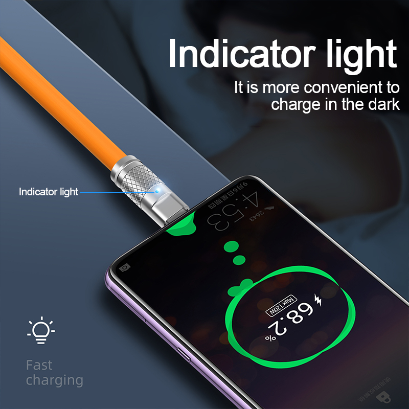 120W 6A USB Type C kabelis piemērots Huawei Honor ātrās uzlādes lādētājam USB C datu kabelis piemērots Xiaomi uzlādes lādētājam_voghion.com