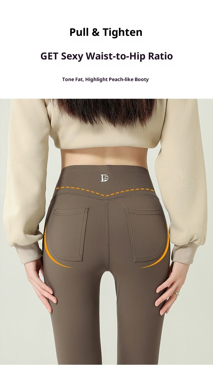 RenMou 2024 New Spring And Autumn Nine-point Shark Pants For Women, Warm High-waisted Tummy Control Butt-lifting Yoga Pants,_voghion.com