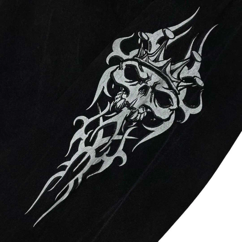 Pánské pánské kalhoty Y2k Haruku Hip Hop Retro Skull Graphic Baggy Black 2023 New Gothic Oversized Wide_voghion.com