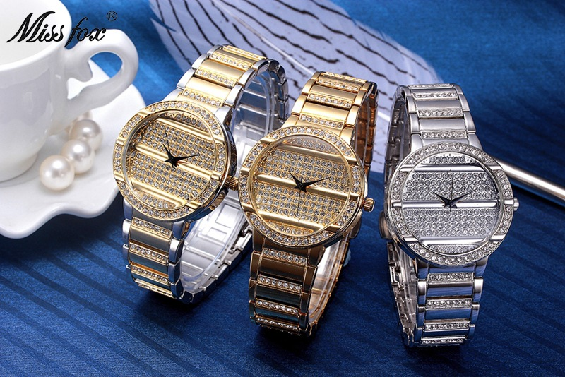 Creative European Business Quartz Watch Imported Movement Alloy Diamond Double Press Steel Buckle Fashion Quartz Watch_voghion.com
