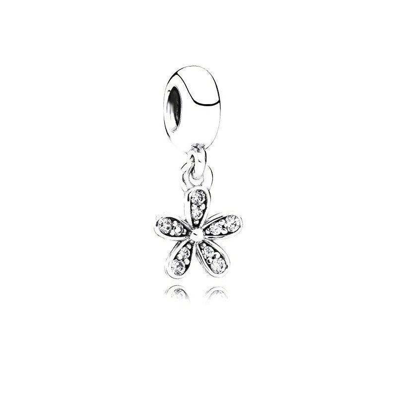 Dora Bianco Rame Placcato Argento Magnolia Fiocco di Neve Ciondolo Quadrifoglio Ciondolo Perline Fai da Te Accessori Perline_voghion.com