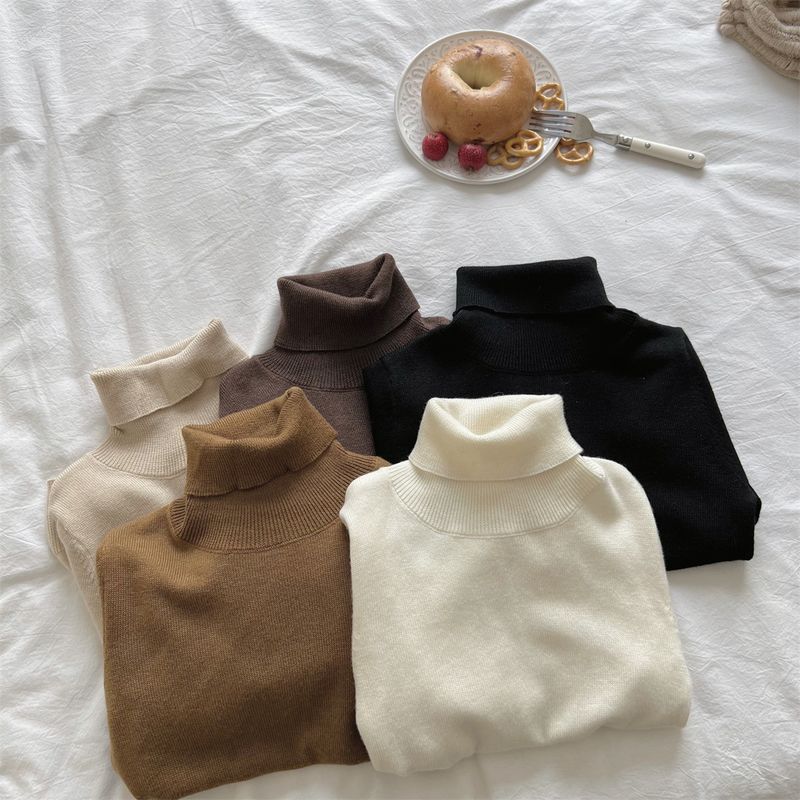 "Strickpullover im koreanischen Stil mit hohem Kragen für Kinder – Unisex-Winterpullover mit weichem Wärmekomfort"_voghion.com