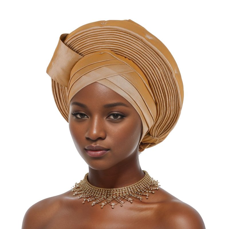 Vendita calda cappello africano multistrato regolabile elegante da sposa nigeriano con cappuccio_voghion.com