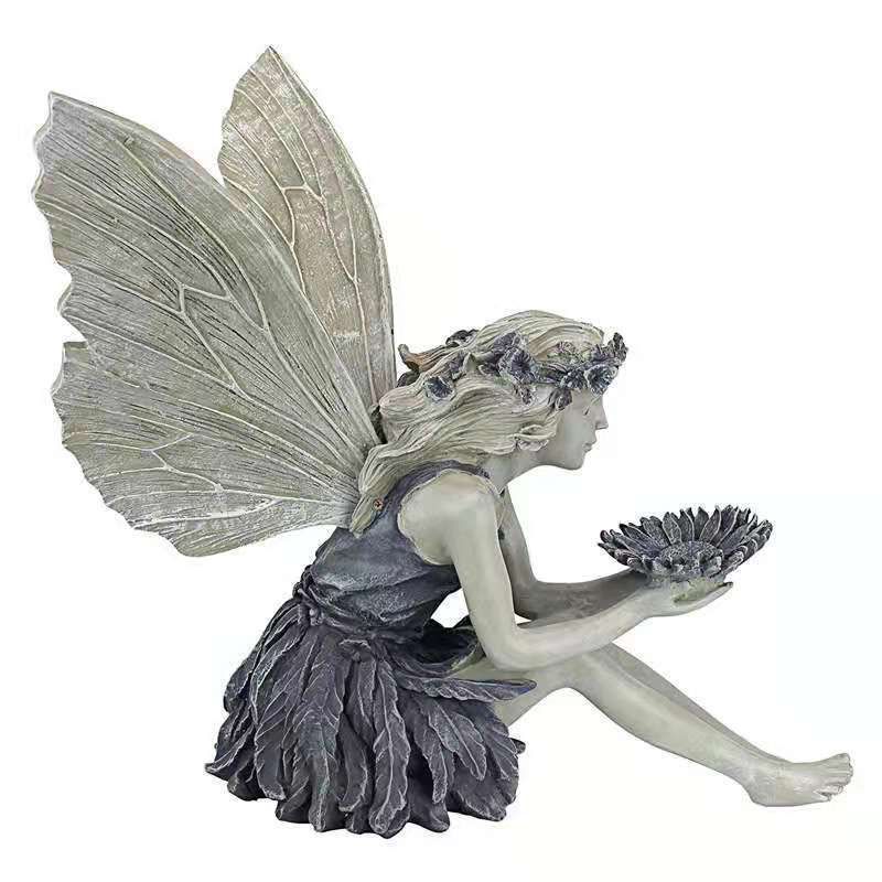 New Home Fairy Bird Feeder Girl Little Angel Statue Outdoor Yard Decoration Ornament_voghion.com