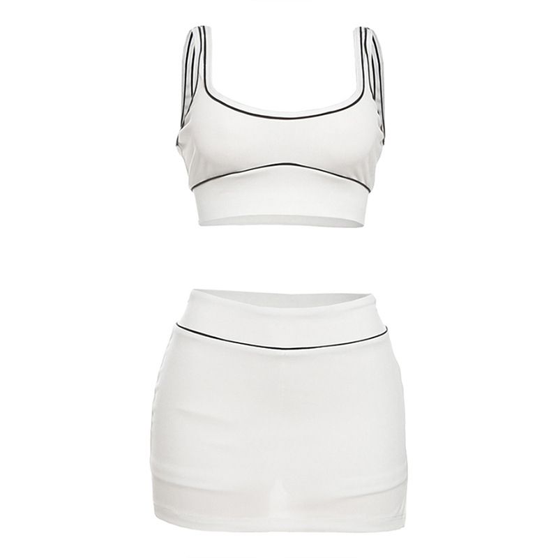 2025 Frühling Sommer Neue Damenmode Sexy Crop Top Weste Bodycon Kurzen Rock Sport Casual Set_voghion.com