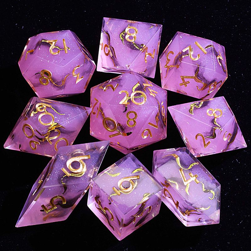 9 Polyhedral Resin D&D Set Of Dice Crimson Mist Oath For Dungeons Dragons RPG_voghion.com