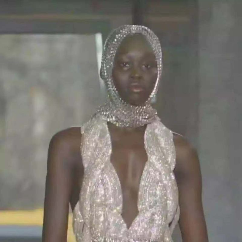 Chaîne de tête à pompon longue et brillante en strass, accessoire pour cheveux, pour soirée dansante sur la plage ou personnalité exagérée_voghion.com