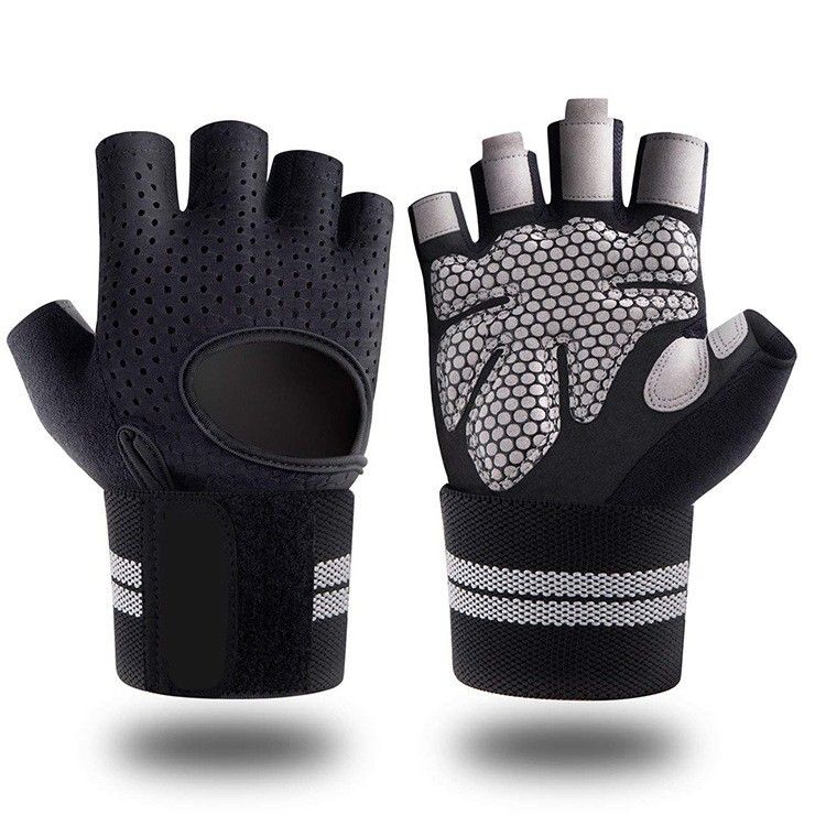 Guantes de fitness para levantamiento de pesas, unisex, de medio dedo, antideslizantes, resistentes al desgaste, para entrenamiento, barra de dominadas y mancuernas._voghion.com
